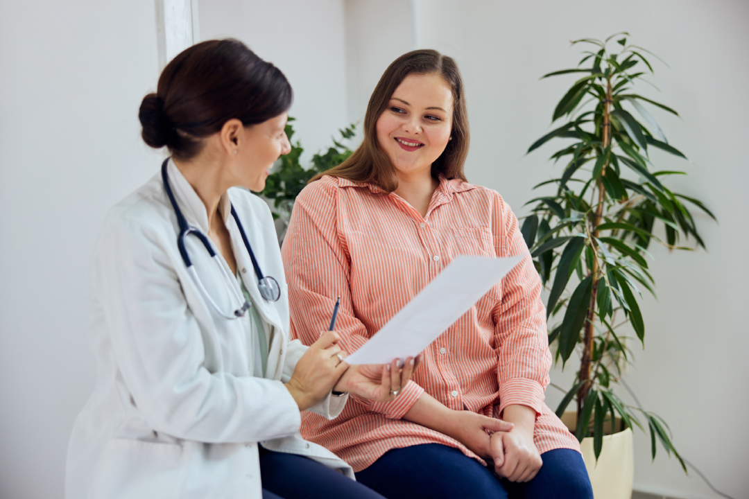 A healthcare professional consulting with a patient about Semaglutide treatment options.