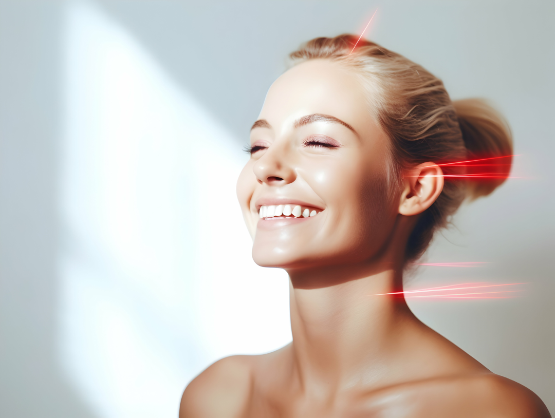 A woman with radiant skin after CO2 laser therapy.